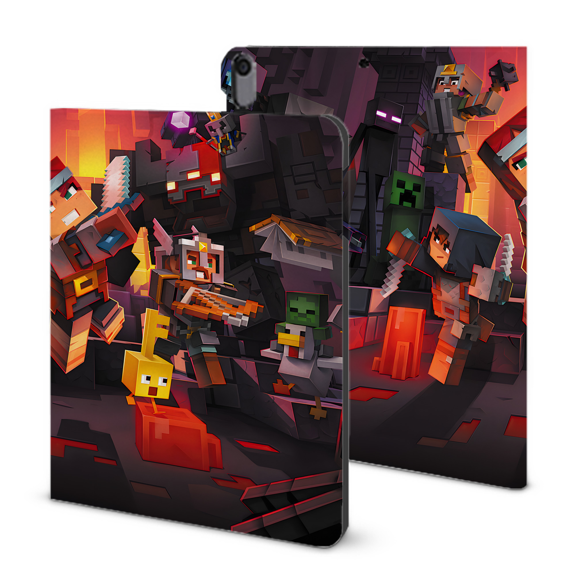 （画像用） マインクラフト ブロックの世界 Minecraft MC Block world IPad ケース ブック型 PUレザー TPU 耐衝撃 軽量 薄型 ペン収納なし 全面保護 IPad 各モデル対応